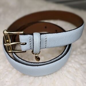 Ralph Lauren Sky Blue Leather Belt with Gold Buckle